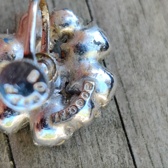 Vintage Bogoff blue and white rhin stone earrings - Picture 7 of 8